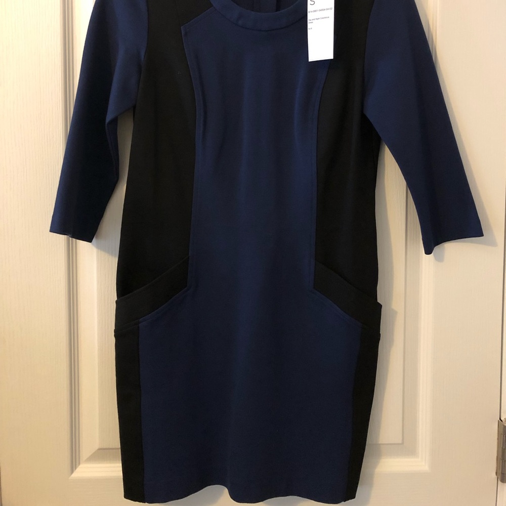 RUE58 Day & Night Colorblock (Blue & Black) Designer Dress Size Small NWT